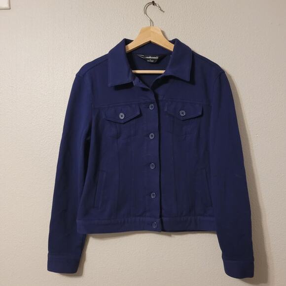 Norma Kamali Navy Blue Classic Utility Dispatch Button Up Jacket Womens M - Picture 1 of 12